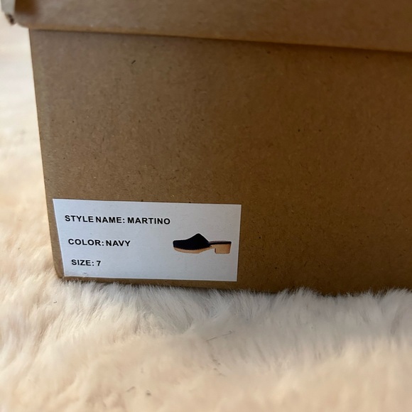 CHARLOTTE STONE MARTINO  navy suede clogs size 7 with box - Picture 5 of 5